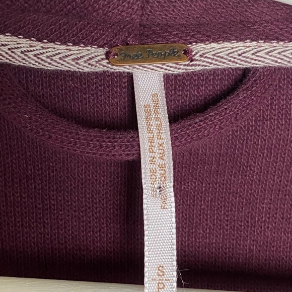 Free People Flared Femme Open Jacket Burgundy - Picture 6 of 9